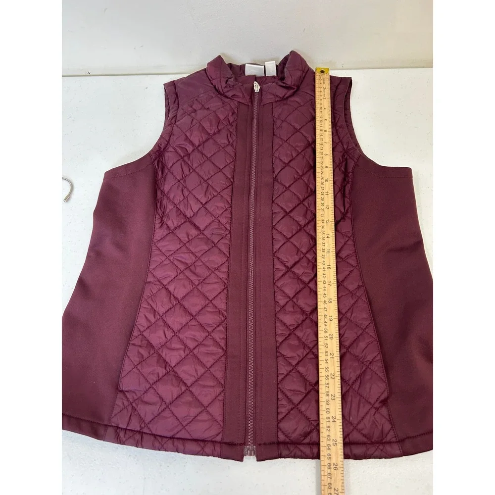 Weekends by Chico's Plum Purple Quilted Puffer Vest Mock Neck‎ Size 2 Large